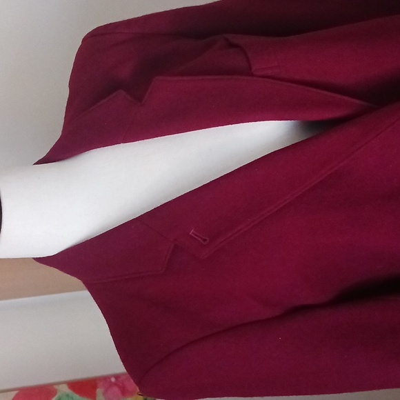 F.S.A. Collection blazer jacket notched collar v-neck long sleeve burgundy 12 - Picture 2 of 9